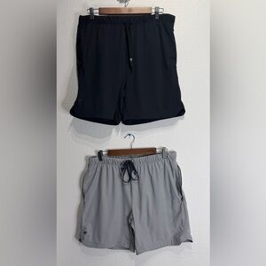 Fabletics Men's Athletic Drawstring Shorts x 2 Black and Light Gray